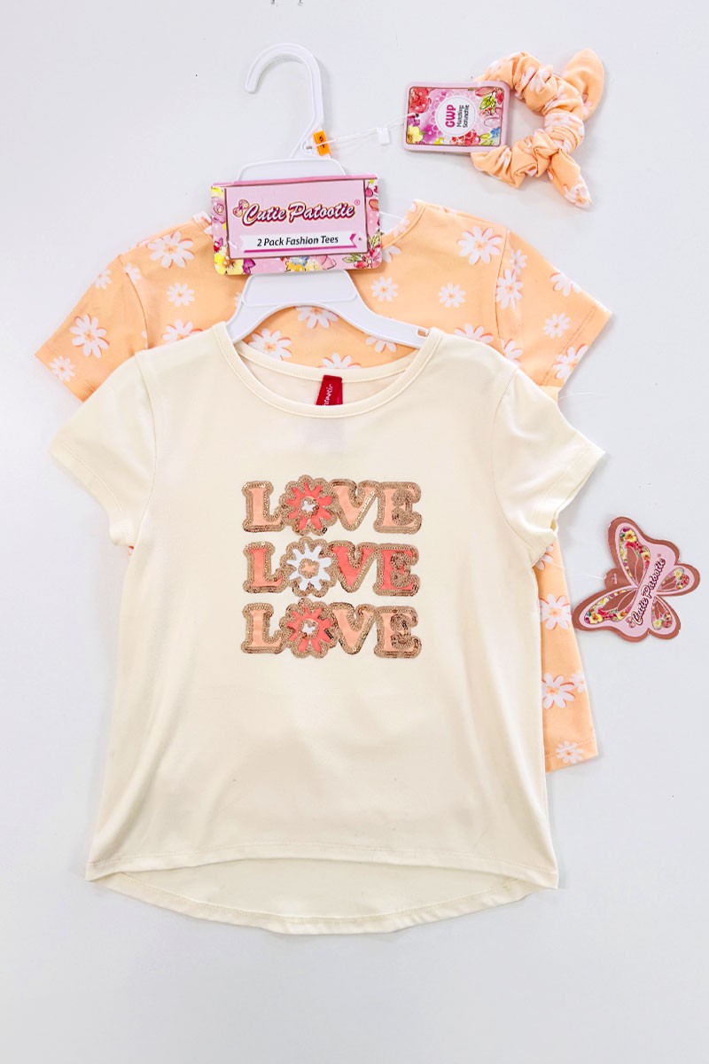Girl's Fashion Tee Twin Pack Orange