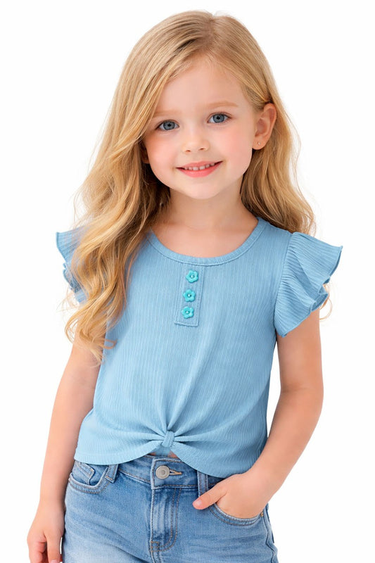 Little Girl's Flutter Top Blue