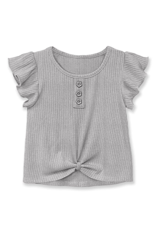 Little Girl's Flutter Top Gray
