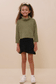 Girl's Olive Textured Turtleneck