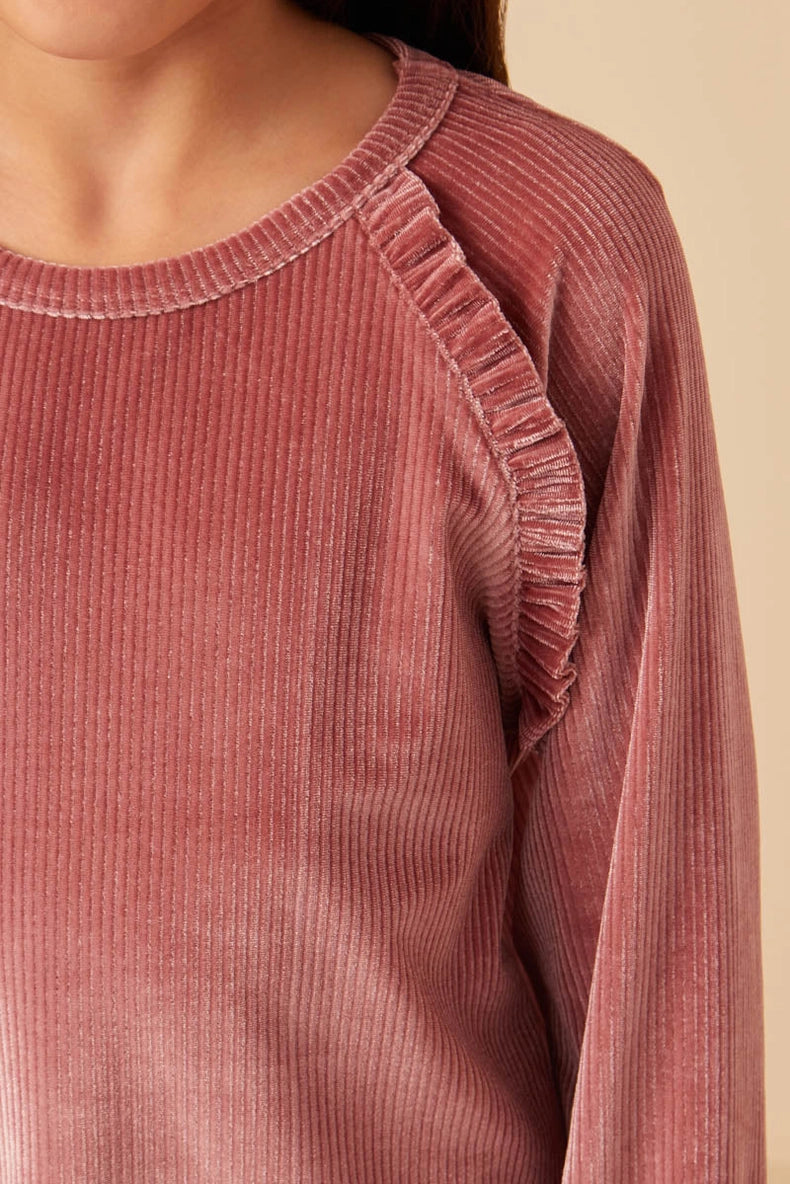 Girl's Sweet Rose Ruffle Top