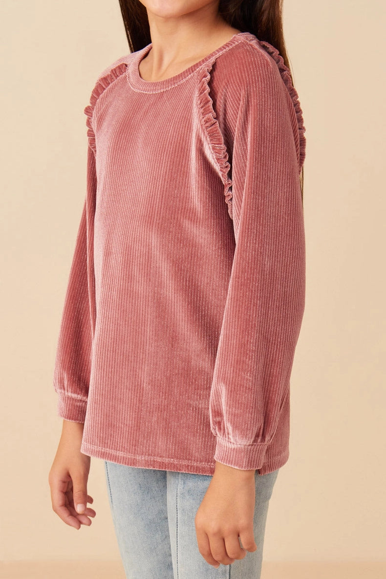 Girl's Sweet Rose Ruffle Top