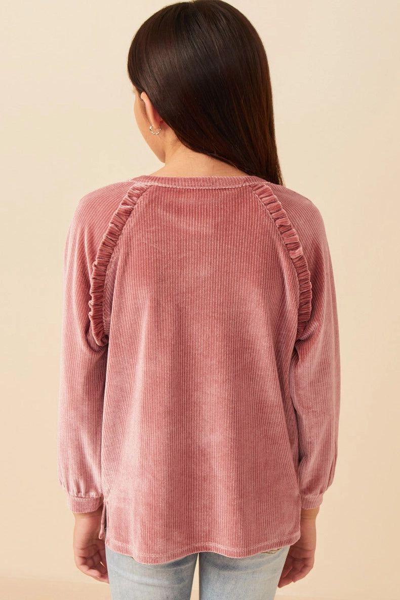 Girl's Sweet Rose Ruffle Top