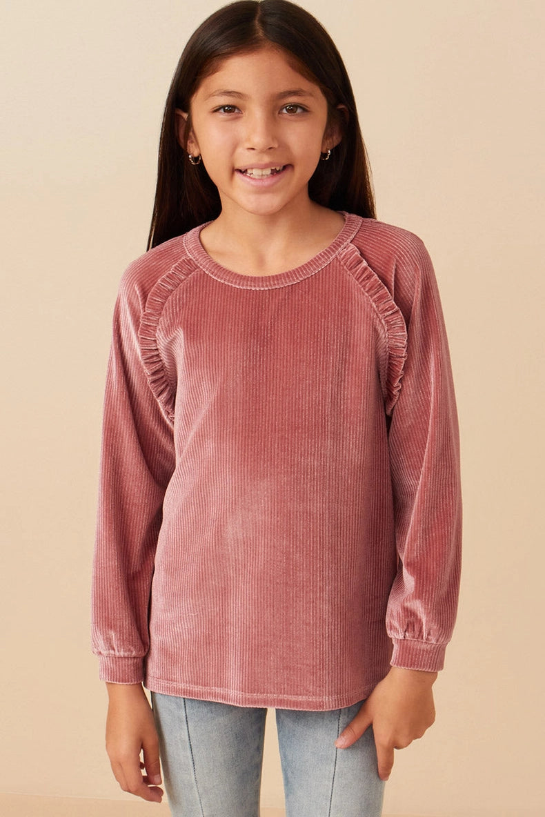 Girl's Sweet Rose Ruffle Top