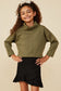 Girl's Olive Textured Turtleneck