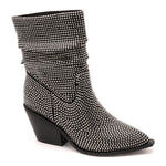 Load image into Gallery viewer, Glossy Black Crystal Booties by Corkys Footwear
