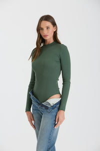 Mallory Mock Neck Ribbed Bodysuit