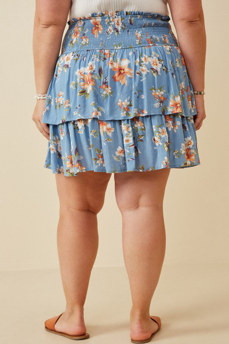 Crazy Over You Blue + Floral Skort