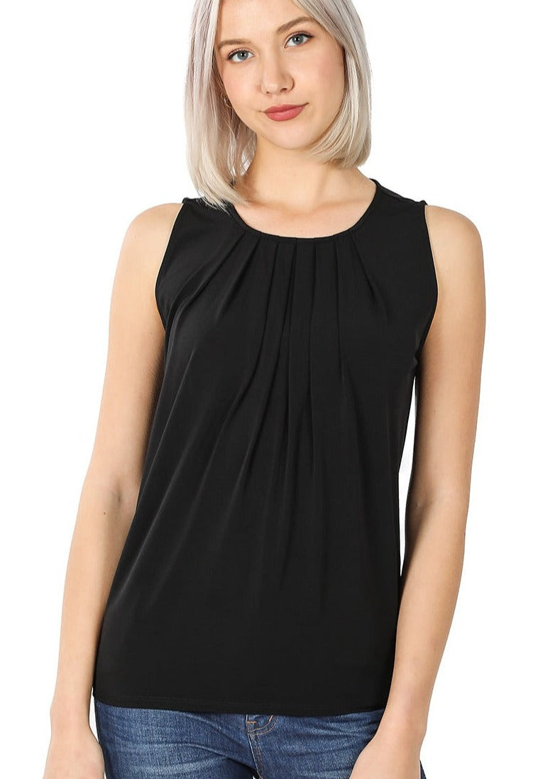 Tried and True Pleat Top in Black