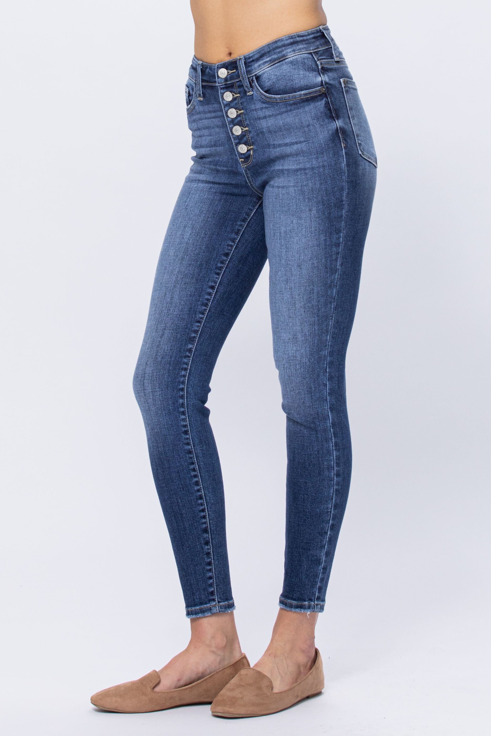 Judy Blue High Rise Button Fly Skinny Jeans