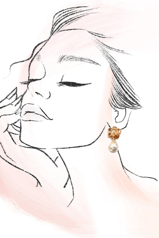 Golden Garden Pearl Drop Earrings