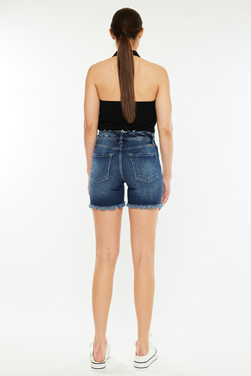 KanCan Mid-Length Frayed Shorts