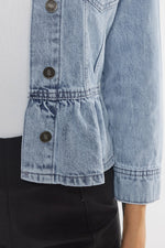 Load image into Gallery viewer, KanCan Classic Fit Peplum Denim Jacket
