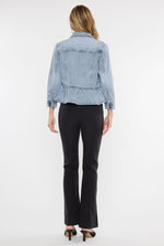 Load image into Gallery viewer, KanCan Classic Fit Peplum Denim Jacket
