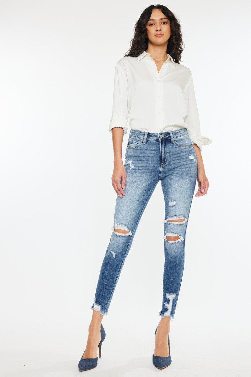 KanCan Medium Wash Distressed Skinnies