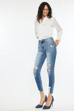 Load image into Gallery viewer, KanCan Medium Wash Distressed Skinnies
