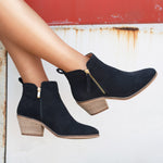 Load image into Gallery viewer, Spooktacular Black Suede Booties
