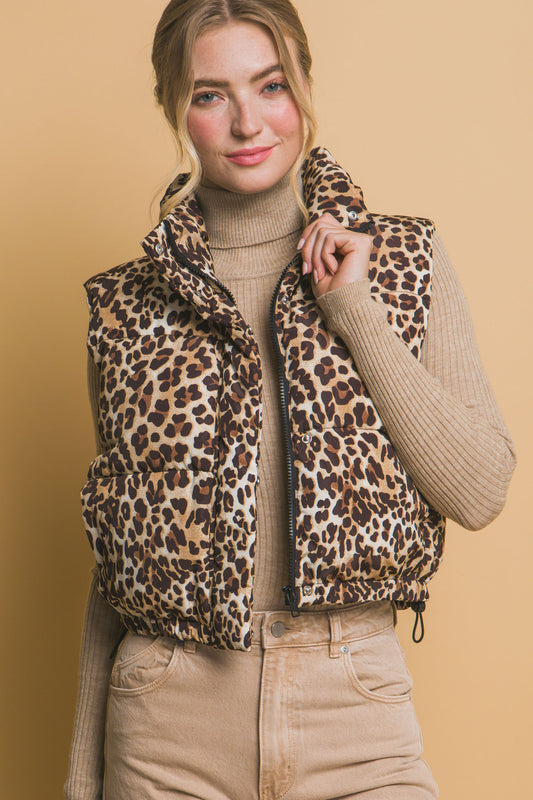 Leopard Puffer Vest