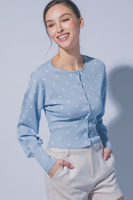 Spring Skies Polka Dot Cardigan