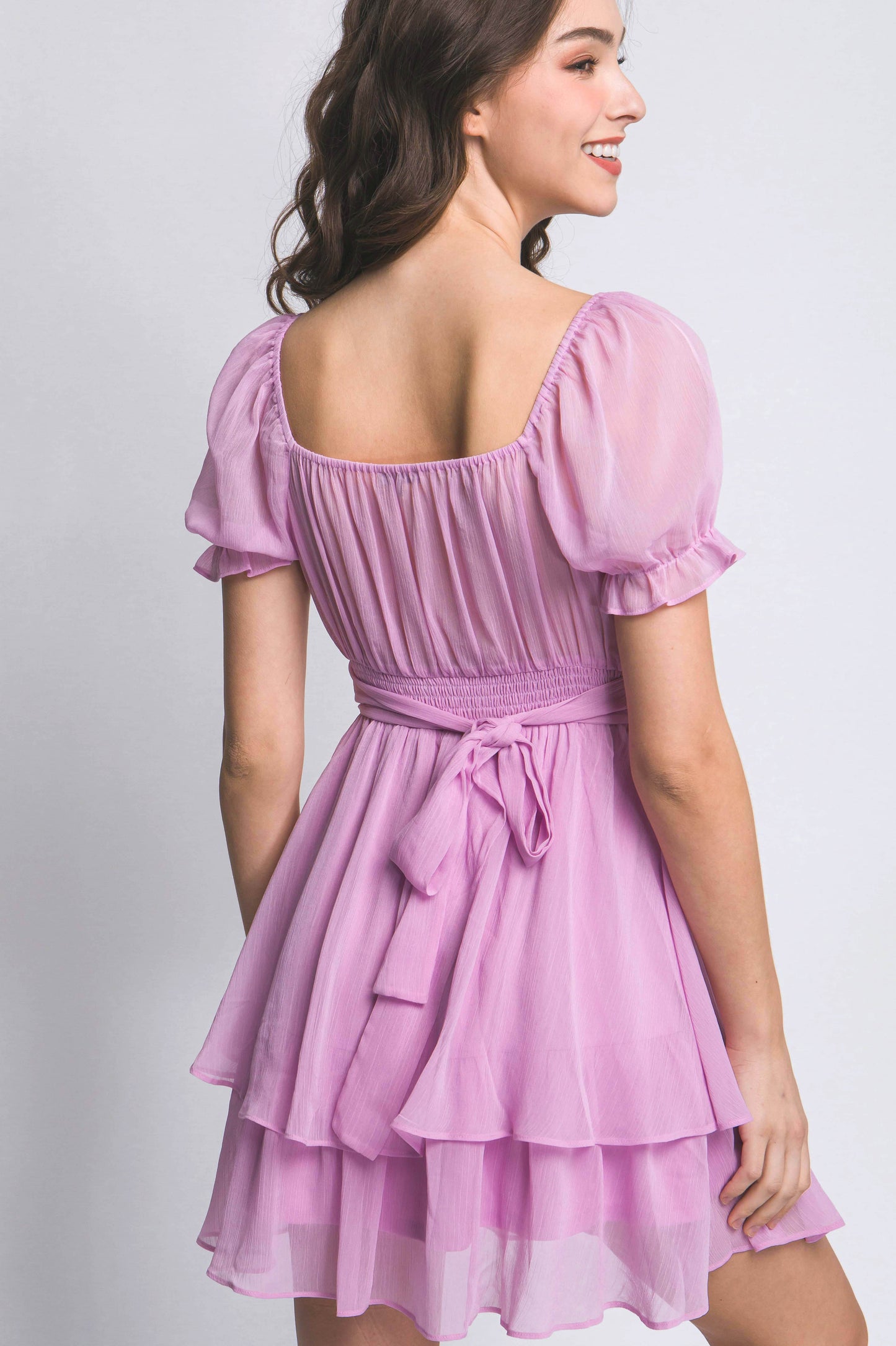Flirt Alert Tie Back Ruffle Dress
