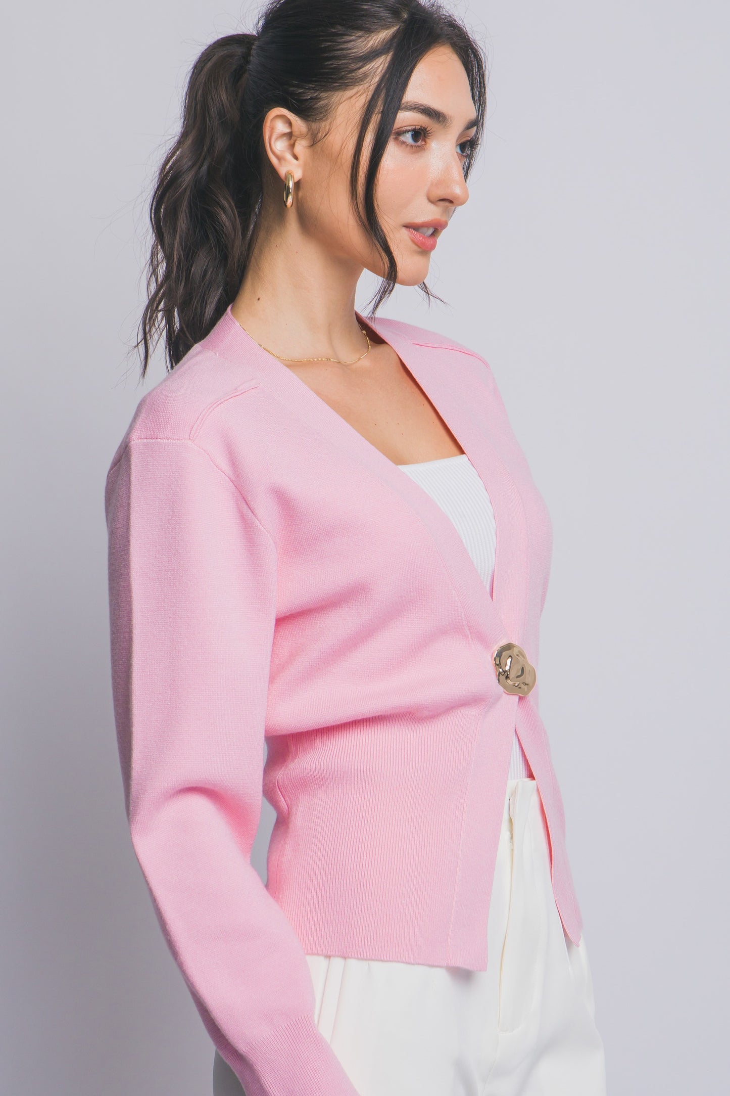 Pretty in Pink Button Cardigan