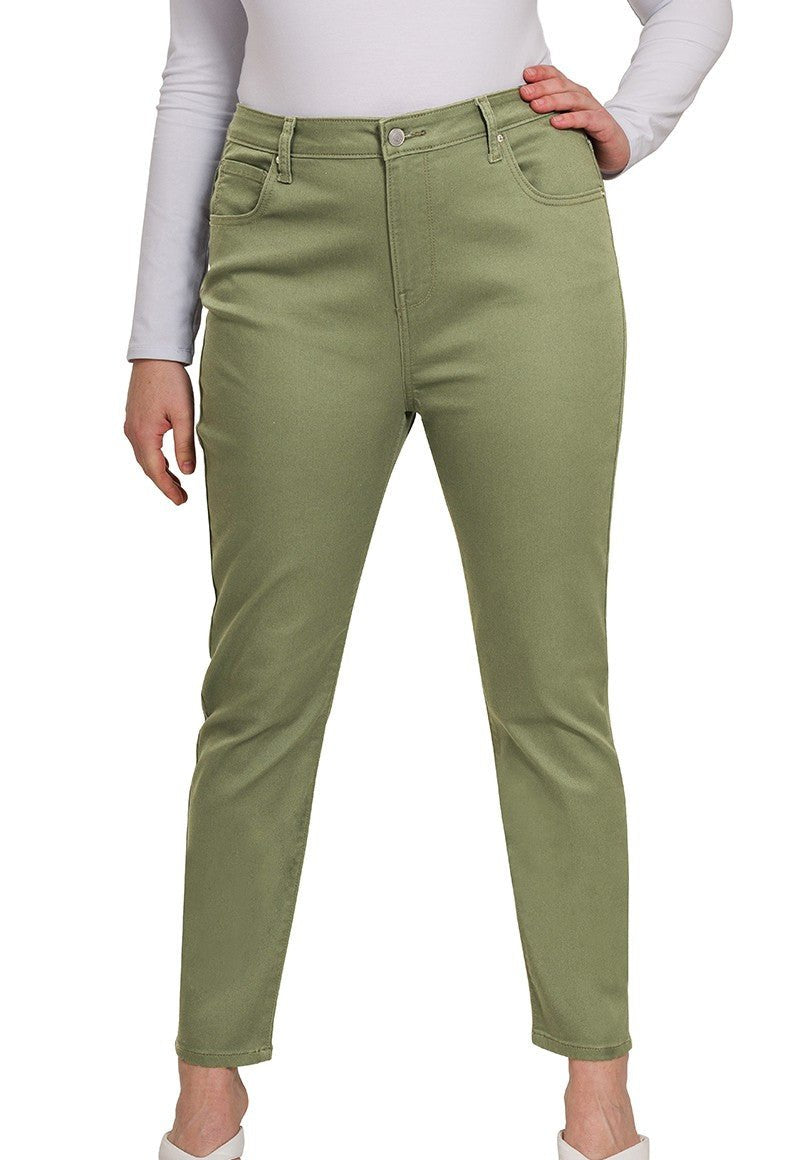 High-Rise Colored Skinnies - Light Olive