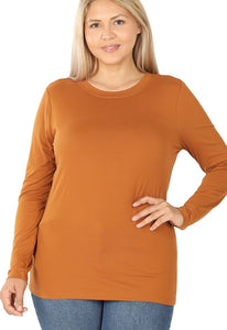 Buttery Soft Crew Neck Long Sleeve Tee - Plus