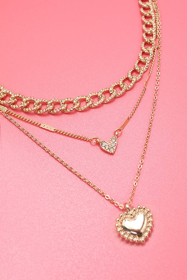 Multi-layer Heart Rhinestone Necklace