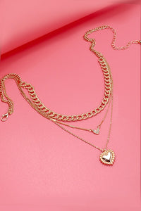 Multi-layer Heart Rhinestone Necklace