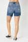Judy Blue Mid-Rise Hi-Lo Cut Hem &amp; Destroy Plus Size Shorts