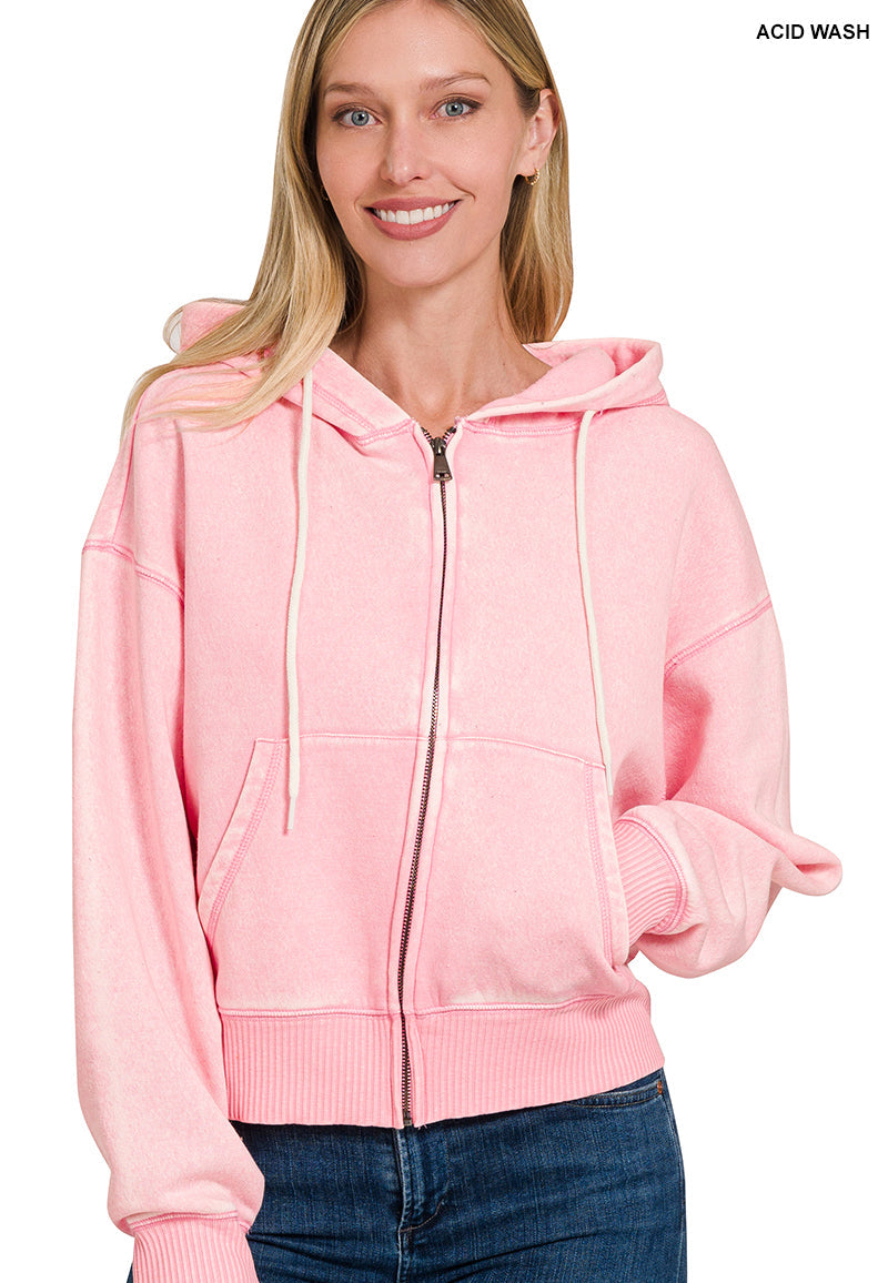 Wanderlust Zip Hoodie ~ Vintage Pink