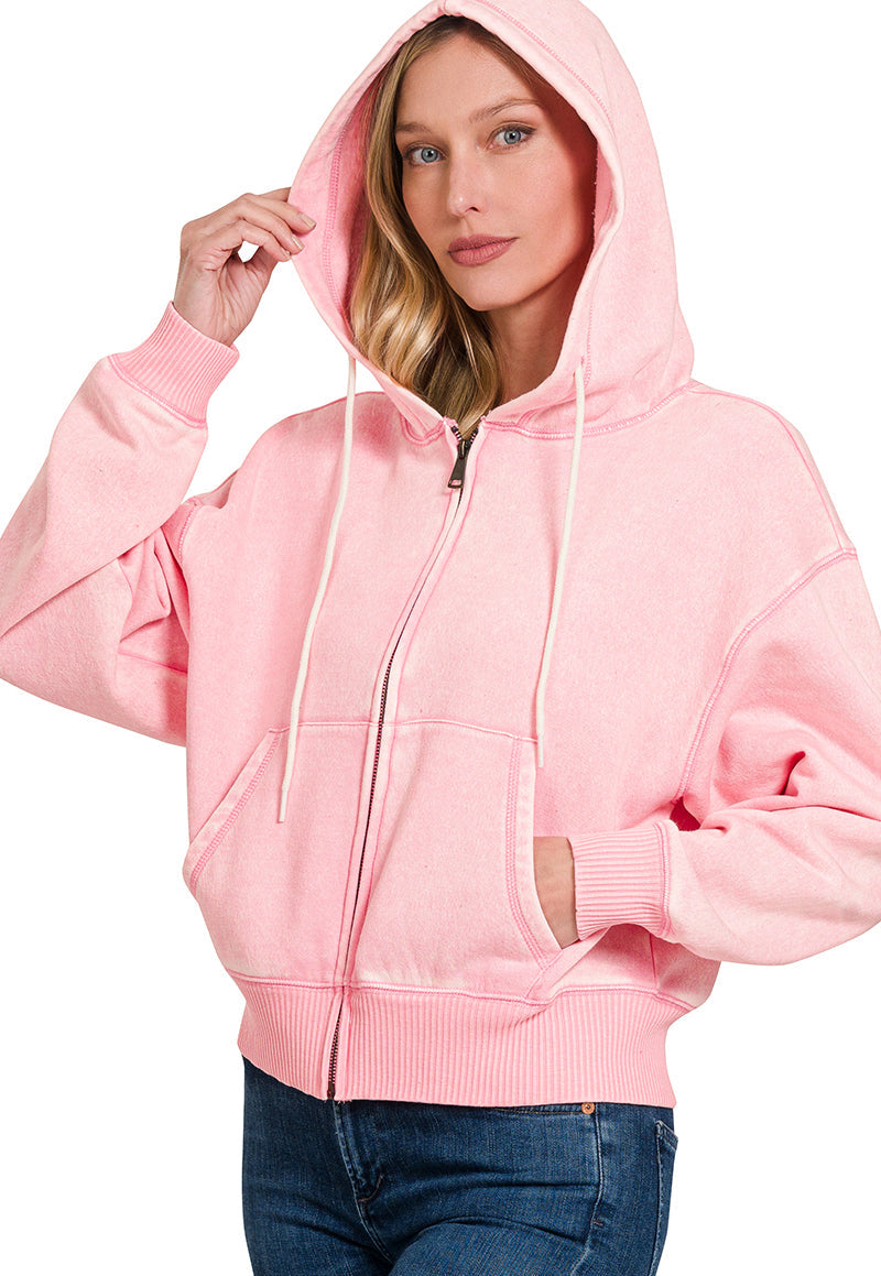 Wanderlust Zip Hoodie ~ Vintage Pink