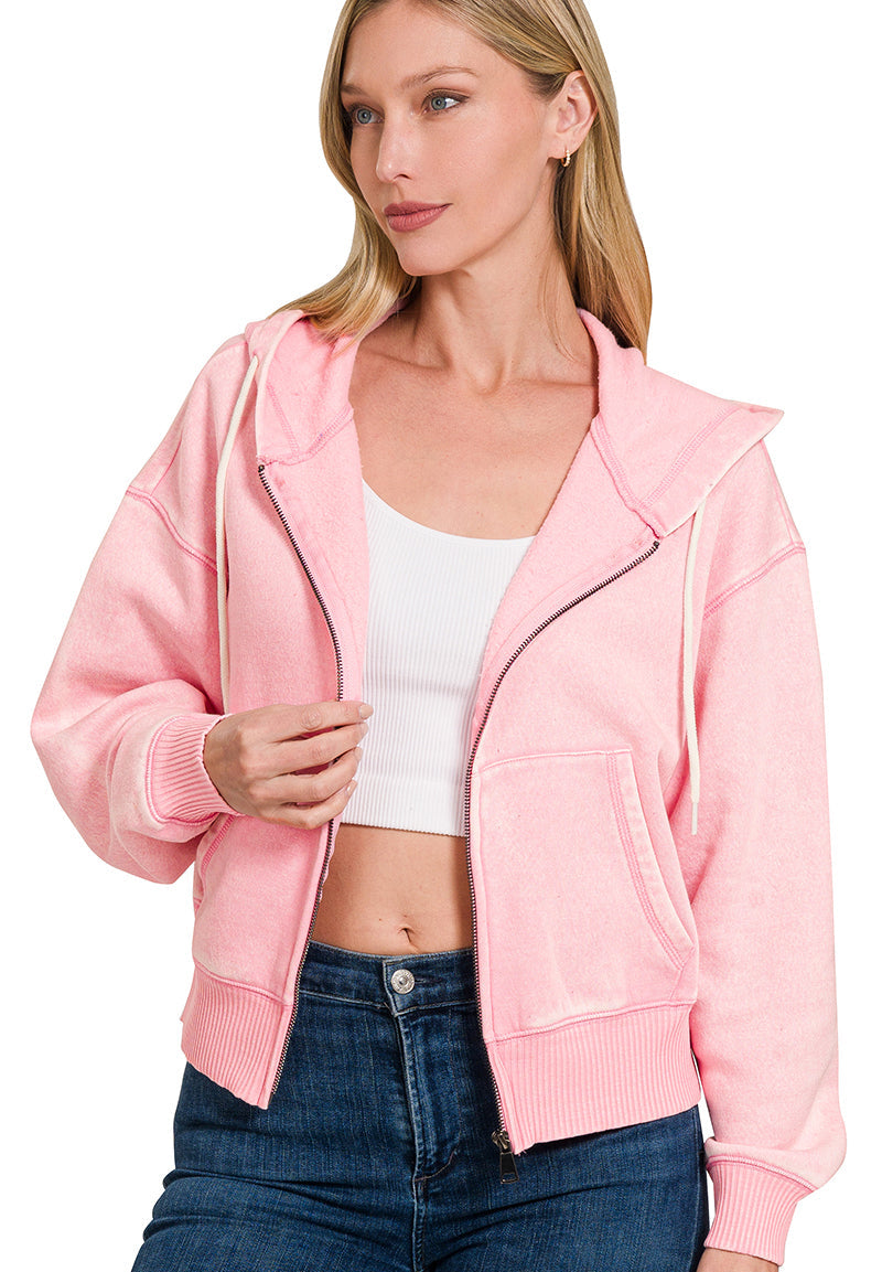 Wanderlust Zip Hoodie ~ Vintage Pink