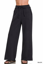 Load image into Gallery viewer, Fleece Exposed Seam Extra Wide Leg Sweatpants Black
