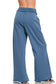 Fleece Exposed Seam Extra Wide Leg Sweatpants Dusty Blue