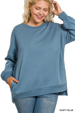 Load image into Gallery viewer, Hello Cozy Crewneck ~ Dusty Blue
