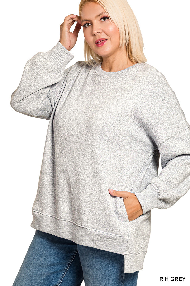 Hello Cozy Crewneck ~ Heather Gray