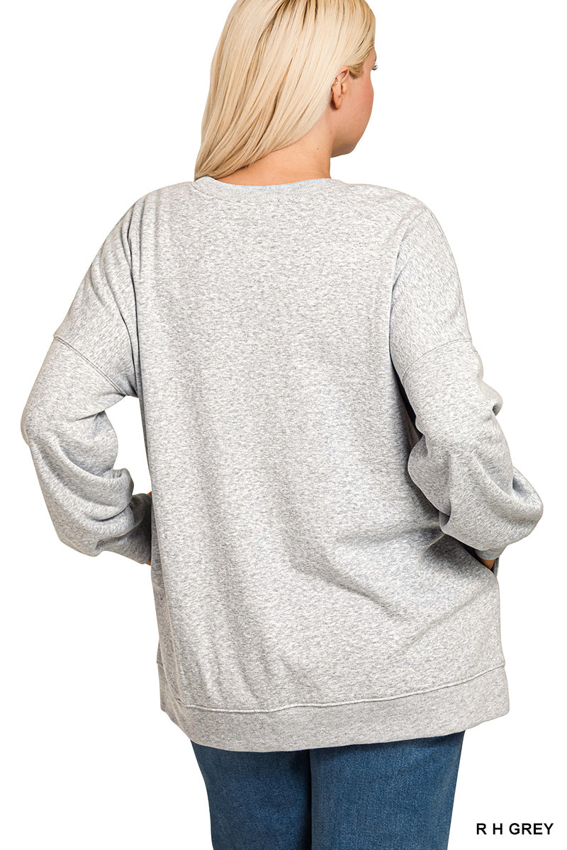 Hello Cozy Crewneck ~ Heather Gray