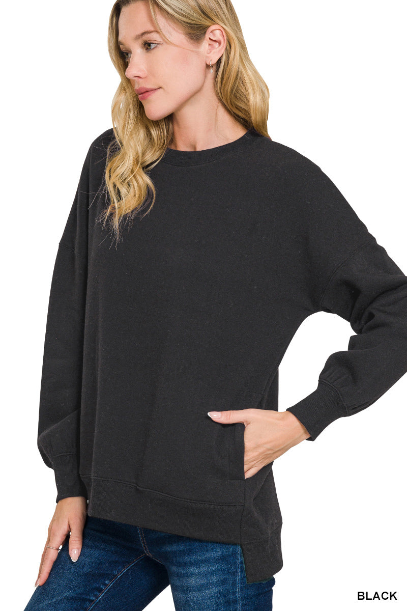 Hello Cozy Crewneck ~ Black