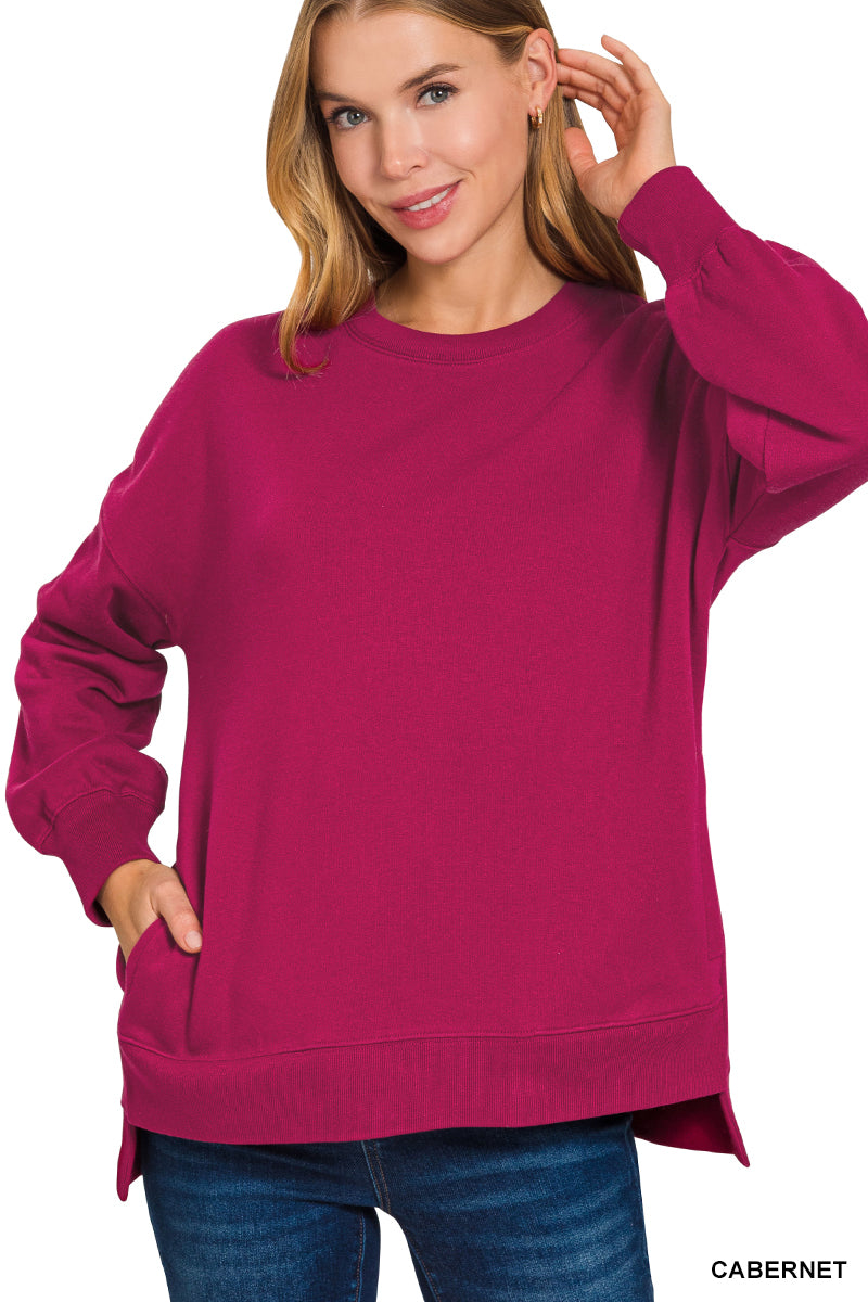 Hello Cozy Crewneck ~ Cabernet