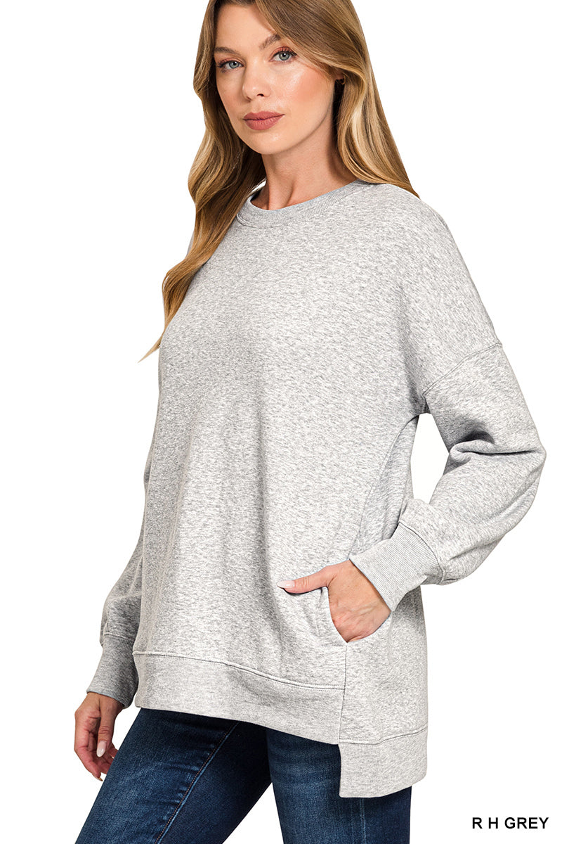 Hello Cozy Crewneck ~ Heather Gray