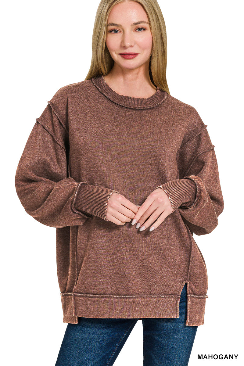 Seams So Cozy Crewneck ~ Mahogany