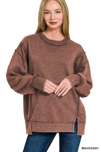 Seams So Cozy Crewneck ~ Mahogany