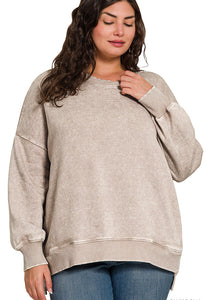 Hello Cozy Crewneck ~ Ash Mocha