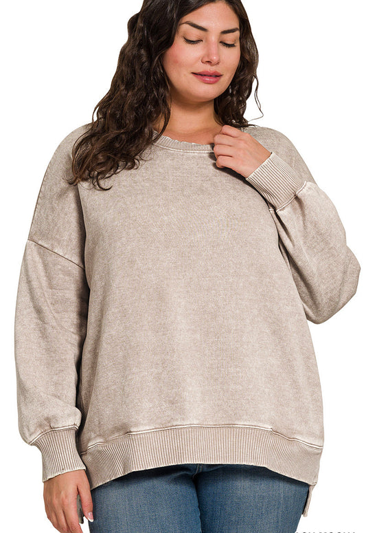 Hello Cozy Crewneck ~ Ash Mocha