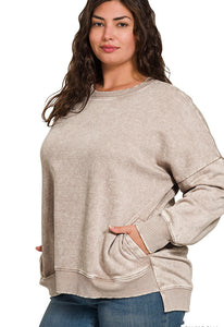 Hello Cozy Crewneck ~ Ash Mocha