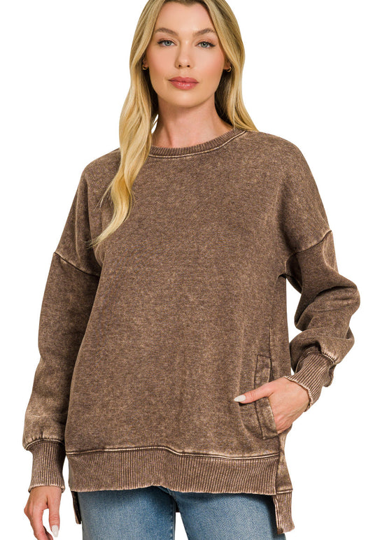 Hello Cozy Crewneck ~ Chocolate