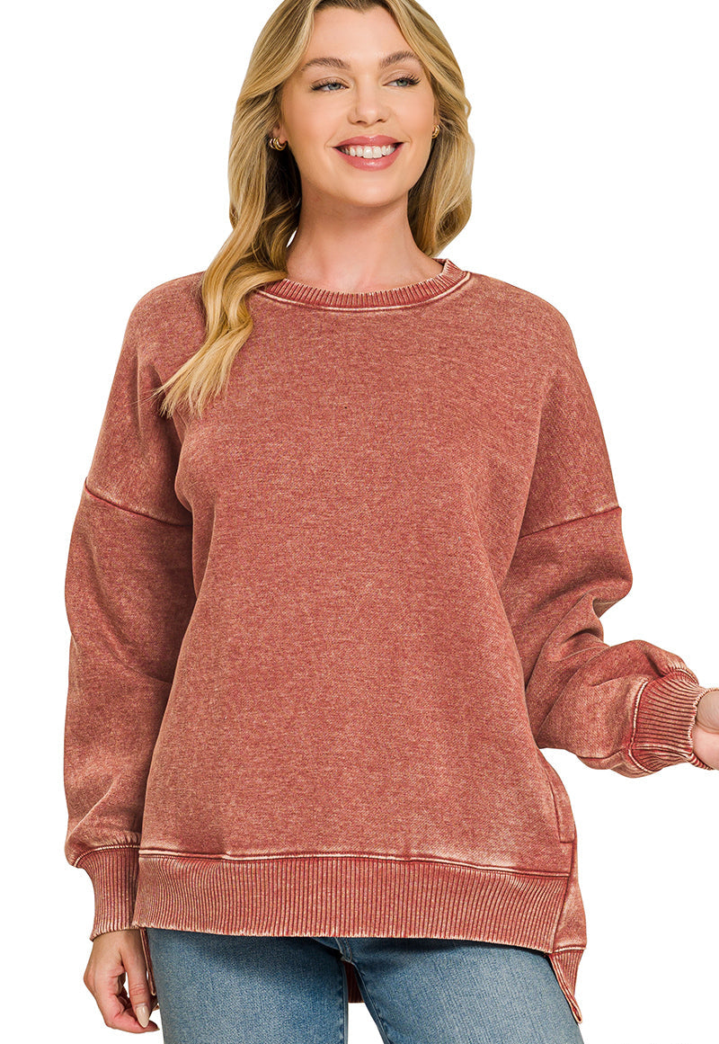 Hello Cozy Crewneck ~ Rust