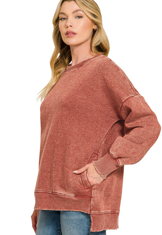 Hello Cozy Crewneck ~ Rust