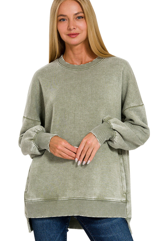 Hello Cozy Crewneck ~ Olive Grove